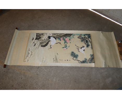 A Chinese scroll wall hanging 