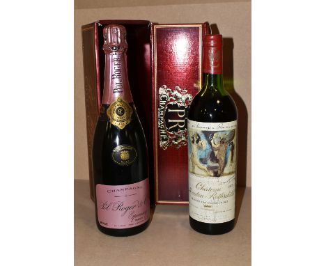 TWO BOTTLES OF Outstanding Wine comprising one bottle of CHATEAU MOUTON ROTHSCHILD PAUILLAC Premier Cru Classe En 1975, 73cl,