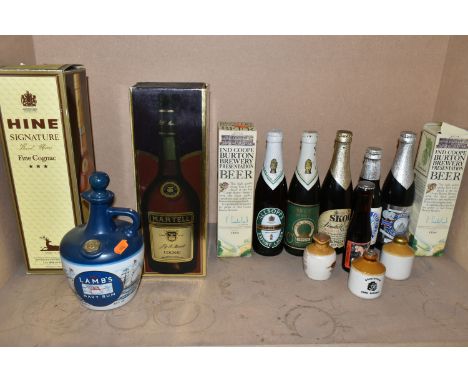 ALCOHOL, a collection of assorted alcohol comprising one bottle of Hine 'Signature' *** Fine Cognac, 40% vol. 1 Litre, one bo