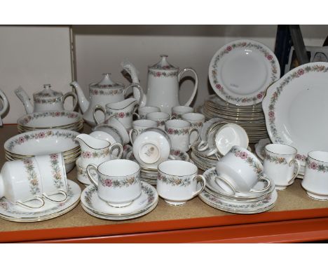 A QUANTITY OF PARAGON 'BELINDA' PATTERN DINNERWARE, comprising coffee pot, teapot, individual teapot, milk jug, sugar bowl, c