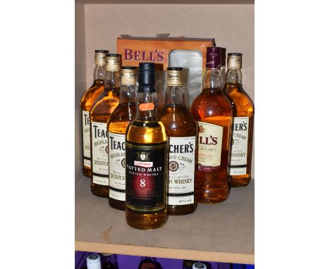 WHISKY, Eight Bottles of Blended Scotch Whisky comprising three 1 Litre bottles of TEACHER'S HIGHLAND CREAM, 40% vol. one 1 L
