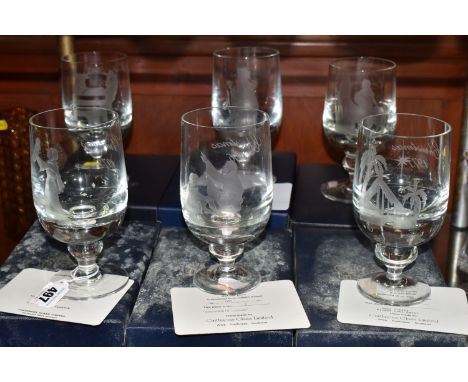 SIX BOXED CAITHNESS LIMITED EDITION CHRISTMAS GOBLETS, all depicting scenes from the Nativity story, 1975-1980, all numbered 