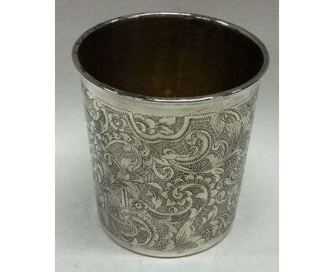 A French bright-cut silver beaker. Marked to base. Approx. 71 grams. Est. £100 - £150.