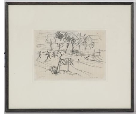 * PETER HOWSON OBE, 
GAUNTLET
pencil on paper, signed and dated '1994'
20.5cm x 29.5cm 
Mounted, framed and under glass