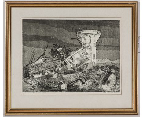 * JAMES MARSHALL DICKSON RSW,
DEMOLITION OF PEEWIT PIT
artist's proof sugarlift etching, signed and titled
24cm x 32.5cm
Moun