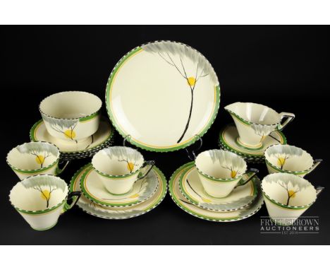 A Burleigh pottery Art Deco breakfast service, Dawn pattern on Zenith shape, registered design 769495, pattern no 4760, decor