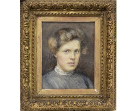 ATTRIBUTED TO RICHARD WILLIAM WEST (SCOTTISH 1887 - 1970), PORTRAIT OF A LADY watercolour on paper, signed 17cm x 13cm Framed