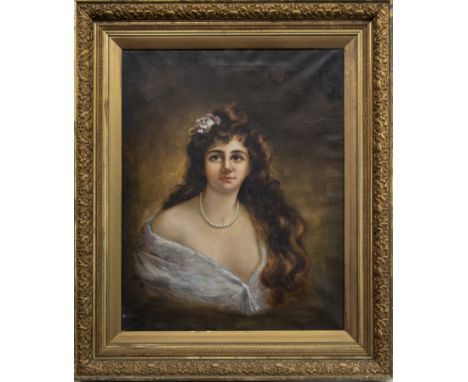 CONTINENTAL SCHOOL, PORTRAIT OF A LADY oil on canvas 73cm x 58cm Framed