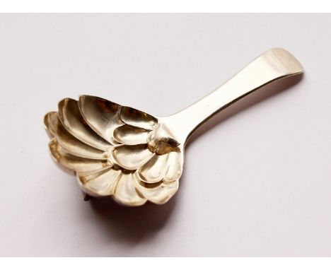 A GEORGE IV CADDY SPOON. Birmingham 1829.  Maker: Ledsam Vale &amp; Wheeler.