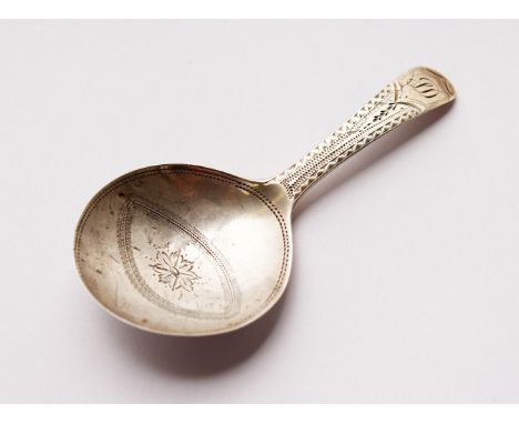 A GEORGE III CADDY SPOON. London 1799.  Maker: George Smith.