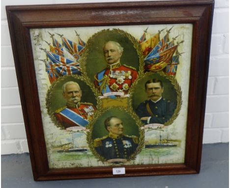 British Heroes - Three Cheers for the Red, White and Blue, 19th century colour lithograph print, 43 x 47cm