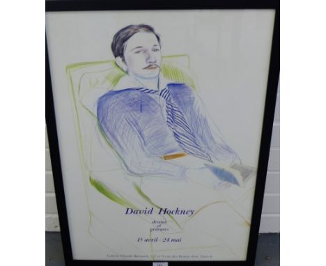 David Hockney, dessins et gravures, 15 avril - 24 mai, framed poster, 44 x 63cm