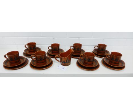 Scottie Wilson for Royal Worcester tea wares to include eight small mugs, nine saucers, eight side plates and a milk jug (26)
