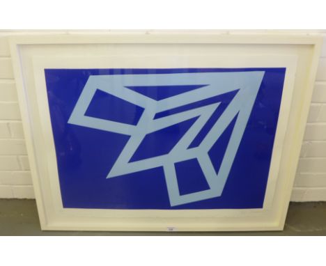 British School Geometric Forms in Blue and White 'Screen print', numbered 4/25 76 x 56cm