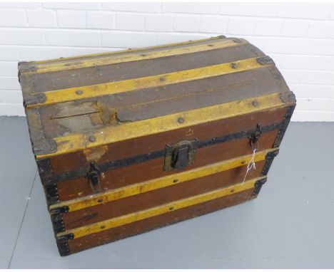 An Edwardian canvas dome top trunk, 56 x 76cm