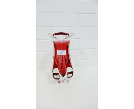 Czech ruby cut glass vase in the manner of Hospodka, 23cm high