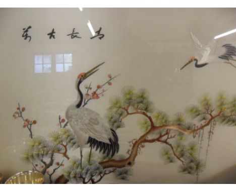 SILK TAPESTRY OF ORIENTAL BIRDS (71 X 52)CM