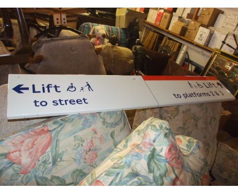 ENAMEL LIFTS SIGN 59 X 10 inches