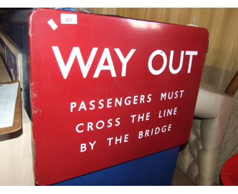 ENAMEL WAY OUT SIGN 24 X 18 inches