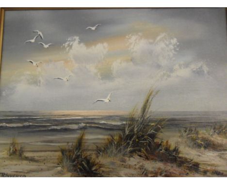 R INVERSO OIL ON CANVAS OF COASTAL SCENE (56 X 66)CM