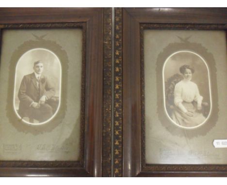 2 VINTAGE PROFESSIONAL PORTRAIT PHOTOS OF MAN AND WOMAN (24 X 33)CM