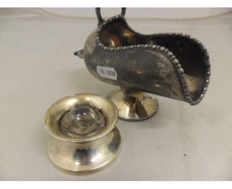 SILVER INKWELL? WITH PLATED MINI SKUTTLE