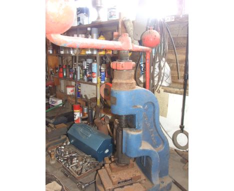 BENCH FLY PRESS FOR SHAPING METALSTHIS ITEM IS NOT AT THE SALEROOM IT IS THE BUYERS RESPONSIBILTY TO REMOVE AND COLLECT FROM 