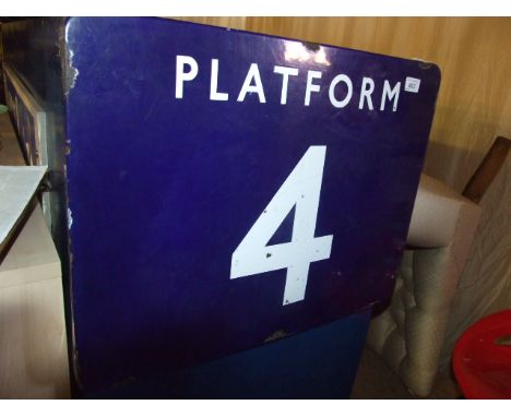 ENAMEL PLATFORM 4  SIGN 24 X 18 inches