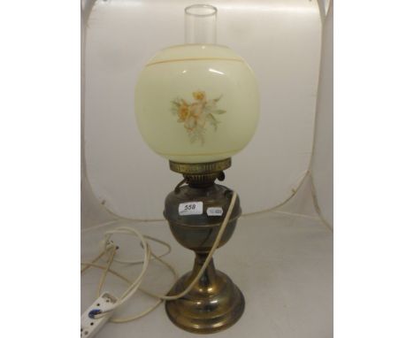 ELEC BRASS AND GLASS LAMP 50CM