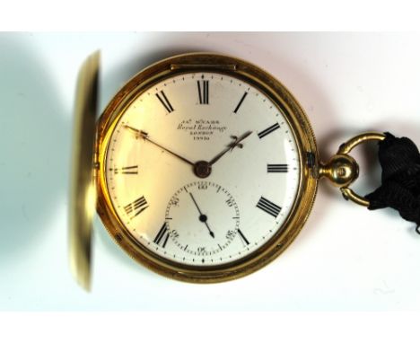 James McCabe, Royal Exchange, London, No. 19950, a Victorian 18ct gold hunter cased pocket watch, circa 1853, three-quarter p