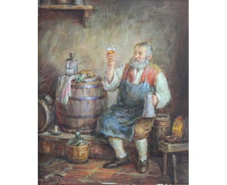 Hrvoj Melkus (Yugoslav, b. 1924), In the cellar; The bearded pipe smoker, a pair, signed 'H Melkus' (lower left and lower rig