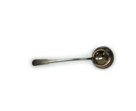 A George III Scottish silver fiddle pattern soup ladle, Matthew Craw, Edinburgh 1809, with circular bowl, 7ozs, initialled.