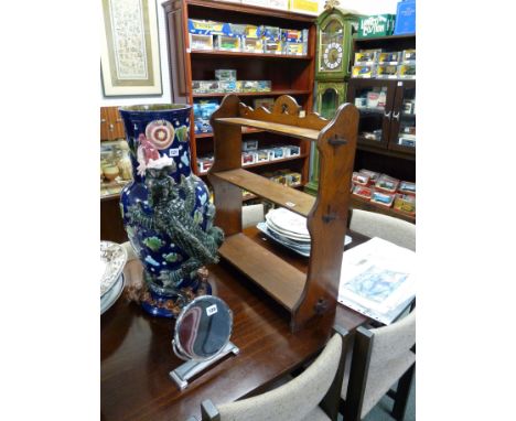 Oak freestanding 3 shelf bookcase with open back 