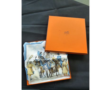 Box Hermes of Paris Silk Scarf 'Les Chevaux Des Moghols'