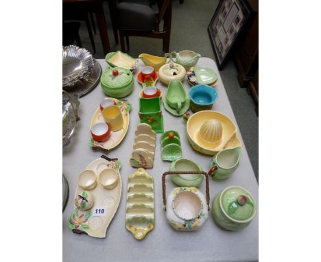 Collection of Carltonware, Crown Devon and other Floral Art Deco tableware Inc. Milk Jugs, Toast Racks etc.