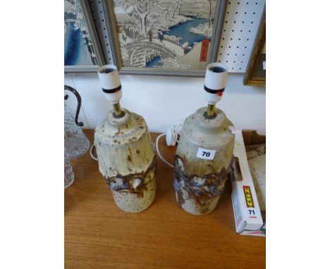Pair of Colin Kellam 1960s Lamp bases of cream glaze, 29cm in Height