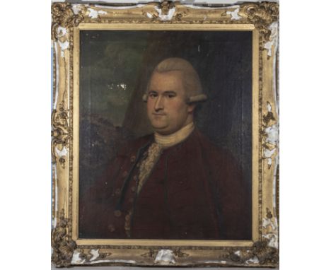 A gilt framed oil on canvas portrait possibly Duncan Stewart of Ardsheal, label verso 93cm x 80cm.Provenance: Being the prope
