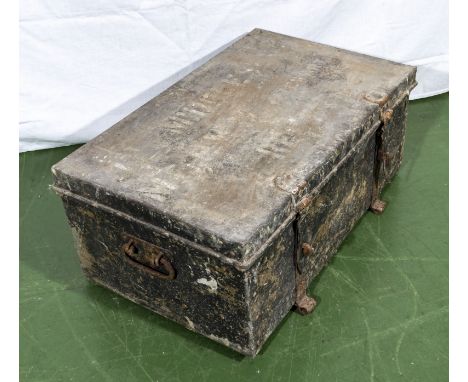 A metal army trunk Provenance:Being the property of the late Kenneth Moncreiff Stewart last Laird of Coll, Argyll
