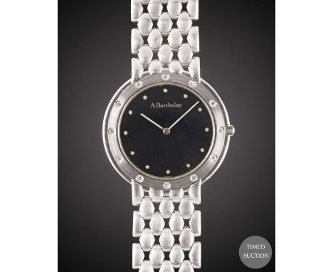 A WHITE METAL &amp; DIAMOND A. BARTHELAY BRACELET WATCH

CIRCA 1990s
Movement:&nbsp;Quartz.
Case:&nbsp;Diameter&nbsp;approx. 
