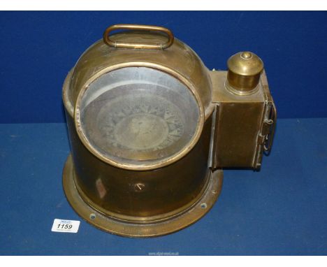 A brass ship's Binnacle with gimbal compass by F. Smith & Sons, Southampton.