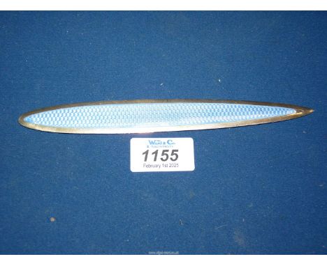 A Black Starr & Forest sterling Silver Bookmark/page turner, detailed with blue guilloche enamel, (some loss to the enamel).
