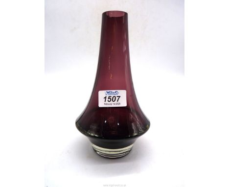 A Finnish Studio glass vase in dark mauve in Chinese lantern shape.