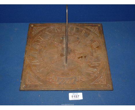 A brass Sundial, 10 3/4" square.