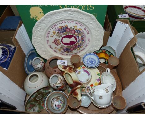 A quantity of china and pottery to include a Goebel cow creamer, Adderley sugar bowl and cream jug, Wedgwood trinket dish, Ch