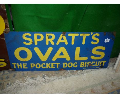 A 'Spratt's Ovals' Dog biscuit enamel advertising Sign, 30" x 12".