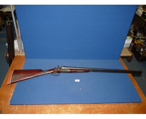 An "Ebor, Field Grade" Spanish 12 gauge, side by side, double barrelled, open hammer, non-ejector shotgun serial No. 64201 ha