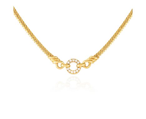 A DIAMOND CIRCLE COLLAR NECKLACE, VAN CLEEF &amp; ARPELS in 18ct yellow gold, the central circular motif jewelled with round 