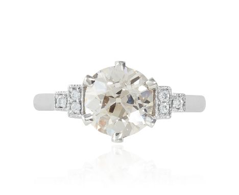 A 1.66 CARAT DIAMOND DRESS RING in white gold or platinum, set with an old cut diamond of approximately 1.66 carats, between 