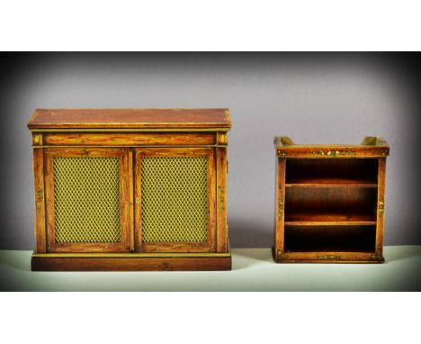 Tarbena Miniatures Regency Style Painted Dwarf Open Bookcase, with two removable shelves, 7cm by 6cm by 2.5cm; and a Regency 