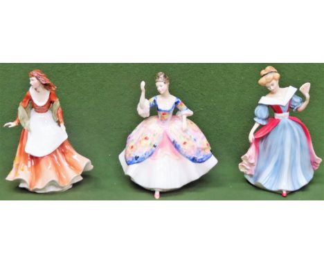 Three Royal Doulton handpainted ceramic figures.

All in used condition, unchecked 